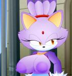 anthro areola big_areola big_breasts big_nipples breasts clothed clothing erect_nipples female fur hair huge_areola huge_breasts huge_nipples nipples puffy_areola puffy_nipples purple_body purple_fur solo slickehedge sega sonic_the_hedgehog_(series) blaze_the_cat domestic_cat felid feline felis mammal hi_res