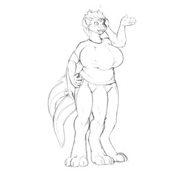 3_breasts 3_legs anthro breasts clothed clothing digitigrade featureless_crotch female multi_arm multi_breast multi_eye multi_leg multi_limb multi_mouth multi_tail null shirt simple_background solo tail topless topwear edelwood felthry mammal 1:1 absurd_res hi_res monochrome