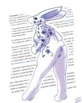 anthro anus breasts female genitals glistening glistening_body glistening_eyes intense_stare leaf looking_at_viewer patterned_fur porcelain pussy solo stretching_legs tail text catjam_(artist) porcelain_(catjam) lagomorph leporid mammal rabbit english_text