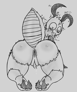 2_toes animal_genitalia animal_noises antennae_(anatomy) anthro anus arthropod_abdomen big_butt blush bodily_fluids butt butt_focus claws cooing dripping feet femboy fur fur_tuft genital_fluids genital_slit genitals heart_eyes heart_symbol hindpaw leaking_precum male nude paws penis precum precum_drip presenting presenting_hindquarters ruff solo tail tapering_penis text thick_tail thick_thighs toe_claws toes tuft vocalization wide_hips minifeline conniday_lune arthropod insect lepidopteran moth english_text monochrome
