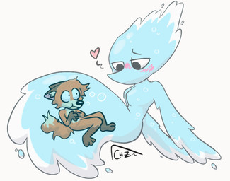 absorption_vore anthro duo female female_pred fully_inside male male/female vore water voregonzola deltarune undertale_(series) gorg_(voregonzola) miss_mizzle canid canine darkner elemental_creature fox mammal mizzle_(deltarune) water_creature