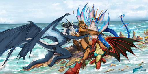 anthro arm_grab athletic athletic_anthro athletic_female athletic_male beach biceps black_horn black_wings blue_body blue_markings bra bra_peek bra_pull bra_removed bra_strap breast_squish breasts brown_body claws clothed clothing clothing_pull curvy_figure detailed_background fangs female fin fur grabbing group harem harem_boy horn hourglass_figure leg_grab licking male male/female markings membrane_(anatomy) membranous_wings muscular muscular_anthro muscular_female outside outside_sex party party_sex pink_markings pose red_body rock scales sea sex sex_on_the_beach shore spread_wings squish stretching stretching_arms stretching_leg tail tan_body teeth tongue topless topless_female underwear underwear_pull water wave waveform white_body white_fur winged_arms wings hynvale european_mythology mythology netflix the_dragon_prince domina_profundis pyrrah queen_zubeia rex_igneous aquatic aquatic_dragon dragon mythological_creature mythological_scalie scalie western_dragon wyvern hi_res pinup