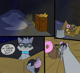 dessert doughnut duo female feral food imminent_vore looming male male/female pastry puddle trash afraidpichu malcoon pocket_jabari dipodid jerboa mammal procyonid raccoon rodent hi_res
