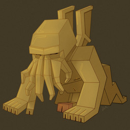 abstract_art anthro crawling cubism genitals grumpy half-erect long_penis low_poly male penis polygonal_body simple_background slightly_chubby slightly_chubby_male solo tentacle_beard wings ravuer cthulhu_mythos h._p._lovecraft cthulhu humanoid 1:1 hi_res