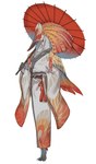 anthro claws clothing digitigrade feathers long_beak looking_at_viewer male parasol scales simple_background solo toe_claws 3mohu capcom monster_hunter aknosom avian bird gruiform 2022 hi_res