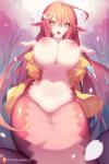 2:3 animal_humanoid apode big_breasts breasts draconcopode female genitals hair humanoid lamia legless long_hair miia_(monster_musume) monster_girl_(genre) monster_musume nanoless nipples open_mouth pussy red_body red_hair red_scales reptile reptile_humanoid scales scalie scalie_humanoid serpentine snake snake_humanoid solo split_form