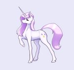 cutie_mark eyebrow_through_hair eyebrows female feral hair hooves horn looking_at_viewer raised_leg solo translucent translucent_hair aquaticvibes friendship_is_magic hasbro my_little_pony mythology fleur_de_lis_(mlp) equid equine mammal mythological_creature mythological_equine unicorn absurd_res hi_res