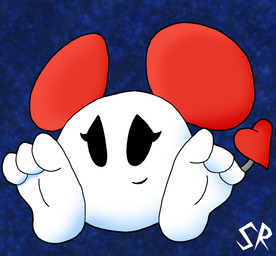 3_toes armless barefoot big_ears big_feet blue_background eyelashes feet female foot_fetish foot_focus heart_spade_tail heart_tail humanoid_feet paws plantigrade red_ears shy_smile simple_background sitting smile solo tail toes white_body ryoosakuling chuchu_rocket sega chupea chuchu_(chuchu_rocket) mammal mouse murid murine rodent 2019 digital_drawing_(artwork) digital_media_(artwork) hi_res