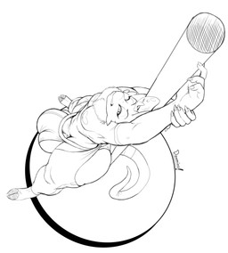big_bulge big_butt bulge butt chaps dancing huge_bulge hyper hyper_bulge male pole pole_dancing slime solo wide_hips dawmino felid mammal hi_res monochrome