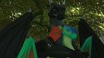 black_body cuddling duo female feral forest frill_(anatomy) green_body horn hug jungle male male/female membrane_(anatomy) membranous_wings narrowed_eyes plant scales smug smug_face smug_grin tree wings nero1024 european_mythology mythology wings_of_fire deathbringer_(wof) glory_(wof) dragon mythological_creature mythological_scalie nightwing_(wof) rainwing_(wof) scalie western_dragon 16:9 2024 3d_(artwork) blender_(artwork) digital_media_(artwork) hi_res widescreen