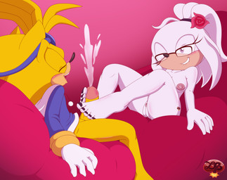 5_fingers 5_toes accessory anthro areola bite biting_lip biting_own_lip blush bodily_fluids bottomless bottomless_anthro bottomless_male breasts clitoral_hood clitoris clothed clothing cum cumshot duo ejaculation erection eyes_closed eyewear feet female fingers flower flower_in_hair foot_fetish foot_play footjob fur genital_fluids genitals glasses gloves hair hair_accessory handwear humanoid_feet humanoid_genitalia looking_pleasured male male/female nails nipples nude one_eye_closed orgasm orgasm_face penile penis plant plantigrade self_bite sex simple_background smile toenails toes topwear two-footed_footjob vulva wearing_glasses ladycherrybomba sega sonic_the_hedgehog_(series) echidna eulipotyphlan hedgehog mammal monotreme digital_media_(artwork) hi_res