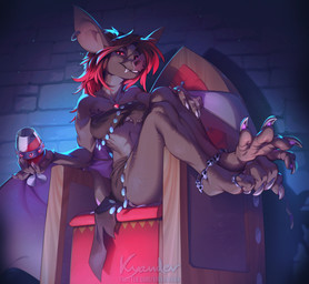 4_toes 5_fingers anklet anthro arm_support barefoot bat_nose beverage biped black_body black_fur black_hair black_wings breasts chair claws clothed clothing container countershade_feet countershading cup digit_ring digitigrade drinking_glass ear_piercing ear_ring fangs fantasy feet female finger_claws fingers fur furniture glass glass_container glass_cup grey_claws hair hand_on_leg holding_glass holding_object inside jewelry looking_at_viewer membrane_(anatomy) membranous_wings multicolored_hair necklace particles piercing purple_membrane purple_wings red_eyes red_hair ring ring_piercing shadow sitting skimpy smile soles solo teeth throne toe_claws toe_ring toes torn_clothing two_tone_hair two_tone_wings wine_glass wing_claws wings kyander ixefina_(furguest772) bat leaf-nosed_bat mammal microbat vampire_bat yangochiropteran 2020 digital_media_(artwork)