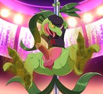 anthro anus balls bottomless butt butt_from_the_front clothed clothing dancing dirty dirty_feet erection feet foreskin genitals green_body hat headgear headwear humanoid_genitalia humanoid_penis leaf leaf_hair leaf_tail looking_at_viewer male multicolored_body open_mouth penis plant plant_hair pole pole_dancing pseudo_hair red_body retracted_foreskin semi-anthro shirt smegma smelly smelly_feet smelly_penis smile solo tail team_rocket_uniform tongue tongue_out topwear two_tone_body yellow_sclera dracovar_valeford nintendo pokemon team_rocket generation_3_pokemon grovyle pokemon_(species) absurd_res digital_media_(artwork) hi_res
