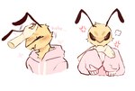 anthro biped bite biting_another black_sclera blush duo fur headpat looking_at_another looking_at_partner looking_at_viewer male slim_anthro slim_male solo_focus white_eyes yellow_body yellow_fur bunonthemoon arthropod bee hymenopteran insect hi_res