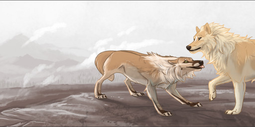 black_lips black_nose border day detailed_background duo feral fur grey_border lips outside paws sky tan_body tan_fur oneminutesketch canid canine mammal 2015 digital_media_(artwork)