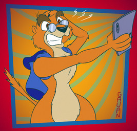 4_fingers abstract_background anthro arm_tuft backpack belly belly_tuft biped black_finger_claws black_nose blue_backpack brown_eyebrows brown_eyes cellphone cheek_tuft chest_tuft claws clenched_teeth elbow_tuft electronics eyebrows eyewear facial_tuft finger_claws fingers fur glasses hand_on_head hand_on_own_head head_tuft holding_cellphone holding_object holding_phone holding_smartphone lines_drawn looking_at_cellphone looking_at_object looking_at_phone male mostly_nude multicolored_body multicolored_fur orange_body orange_fur pecs phone puffed_tail shocked shoulder_tuft small_waist smartphone solo straight_tail tan_belly tan_body tan_chest tan_fur teeth thick_eyebrows toony tuft two_tone_body two_tone_fur white_sclera wide_eyed gavanzude adventures_from_the_book_of_virtues pbs aristotle_the_prairie_dog ground_squirrel mammal prairie_dog rodent sciurid 2025 alternate_version_at_paywall colored digital_drawing_(artwork) digital_media_(artwork) flat_colors hi_res signature