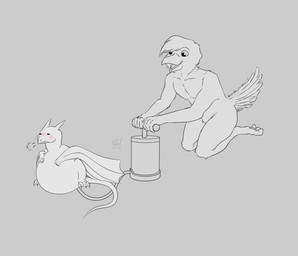 anthro belly big_belly bloated blush claws duo feral horn hose hose_in_butt hose_inflation inflating inflation male pump silly_face simple_background tail wings lunhiss european_mythology mythology avian dragon mythological_creature mythological_scalie scalie western_dragon wyvern 2022 digital_drawing_(artwork) digital_media_(artwork) monochrome signature sketch