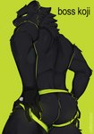 anthro black_body black_fur butt clothing ear_piercing ear_ring empty_eyes fur gloves glowing green_background handwear jockstrap male muscular muscular_male no_irises piercing ring_piercing simple_background solo underwear yellow_sclera cerberussenn brat_(charli_xcx) epic_games fortnite boss_koji_(fortnite) felid mammal pantherine absurd_res digital_drawing_(artwork) digital_media_(artwork) hi_res signature