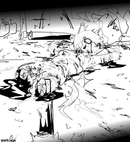 ambiguous_fluids amputation anthro bag blood bodily_fluids cigarette_butt corpse death dismemberment ear_piercing eyewear facial_piercing genital_mutilation genital_torture glasses gore gore_focus gynomorph hair intersex lying_on_ground missing_all_legs missing_leg mutilation on_ground piercing short_hair snuff solo trash wounded bravobunny bravo_(bravobunny) canid canine canis mammal wolf hi_res monochrome sketch