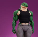 anthro biped black_tail blue_eyes bottomwear bottomwear_down breasts clothed clothing fingers green_body green_scales green_tail mouth_closed multicolored_body navel pants pants_down partially_clothed purple_background scales simple_background standing tail tan_body topwear white_body yellow_sclera connivingrat nintendo pokemon helm_(connivingrat) myukitwo_(evov1) yuki_(evov1) crocodile crocodilian generation_1_pokemon legendary_pokemon mewtwo pokemon_(species) reptile scalie 3d_(artwork) 3d_animation animated digital_media_(artwork) webm