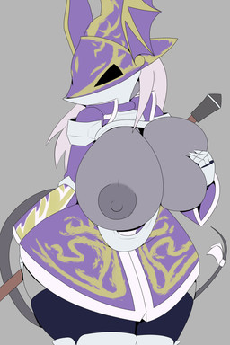 anthro armor big_breasts big_butt big_nipples blue_clothing blue_legwear bottomwear breasts butt clothed clothing exposed_breasts female grey_background grey_hair grey_nipples hair hand_on_breast headgear headwear helmet holding_object holding_weapon huge_breasts huge_butt huge_thighs hyper hyper_breasts hyper_butt legwear long_hair looking_away nipples purple_bottomwear purple_clothing purple_headwear purple_topwear robe simple_background solo thick_thighs topwear weapon white_bottomwear white_clothing white_hair white_legwear white_topwear wide_hips yellow_bottomwear yellow_clothing yellow_headwear miso_souperstar final_fantasy final_fantasy_ix square_enix freya_crescent burmecian mammal rodent 2020 2:3 absurd_res digital_media_(artwork) hi_res