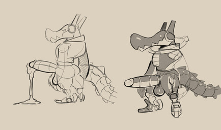 anthro balls big_penis biped bodily_fluids butt cum erection genital_fluids genitals huge_penis humanoid_genitalia humanoid_penis male non-mammal_balls penis solo standing tail daftpatriot lethal_league latch reptile scalie 2019 hi_res sketch