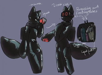 anthro backpack big_collar biped black_latex bulge camera catheter drone eyewear eyewear_on_head feeding_tube goggles goggles_on_head latex male medical_instrument paw_mitts scientific_instrument sensory_deprivation slim_anthro slim_male slim_sub solo standing submissive submissive_anthro submissive_male text tracheal_tube iniratua canid canine fox mammal 2024 english_text hi_res story story_in_description