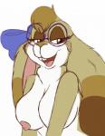 accessory anthro big_breasts blush bow_(feature) bow_accessory bow_ribbon breasts eyewear female glasses hair_accessory hair_bow hair_ribbon nipples ribbons solo rachellebun rachelle lagomorph leporid mammal rabbit hi_res