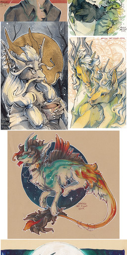 blue_body blue_fur eyewear feral fur glasses group horn night outside smile spines standing tail white_body white_fur ravoilie mythology domestic_cat dragon felid feline felis furred_dragon furred_scalie hybrid mammal mythological_creature mythological_scalie scalie 2015 2019 hi_res traditional_media_(artwork)
