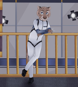 anthro cat_walk clothing female jumpsuit lights railing solo stunt_assistant fedrikoganz illumination_entertainment sing_(movie) sasha_(sing) cheetah felid feline mammal hi_res