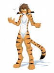 anthro belly biped black_body black_fur blush bodily_fluids brown_hair casual_nudity chest_tuft claws colored conditional_dnp confusion countershading crossgender digital_media_(artwork) digitigrade ears_down felid flora_(twokinds) fur hair keidran male mammal nude orange_body orange_fur pantherine paws pivoted_ears serenity-wolf shadow short_hair simple_background solo standing stripes sweat tail third-party_edit tiger tom_fischbach tuft twokinds white_background white_belly white_body white_fur worried yellow_eyes