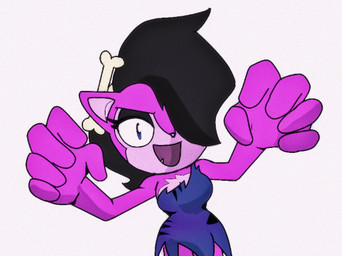 5_fingers accessory anthro black_hair blue_eyes bone breasts caveman cleavage clothed clothing countershading eyelashes fangs female fingers fur hair hair_accessory lidded_eyes open_mouth pink_body pink_fur simple_background solo standing teeth white_background shadally_scribble archie_comics sega sonic_the_hedgehog_(archie) sonic_the_hedgehog_(comics) sonic_the_hedgehog_(series) salugh_the_cavemunk chipmunk ground_squirrel mammal rodent sciurid