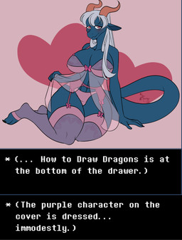 abs big_breasts blush breasts clothing female hair lingerie long_hair navel nipples non-mammal_breasts non-mammal_navel non-mammal_nipples purple_body simple_background sitting solo text thick_thighs wide_hips yuuneechan801 deltarune mythology undertale_(series) denariidragon how_to_draw_dragons dragon mythological_creature mythological_scalie scalie english_text meme