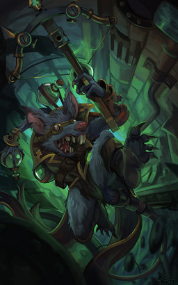 anthro belt bodily_fluids boots bottle bottomwear bracelet buckteeth claws clothing container crooked_teeth detailed_background eyewear eyewear_on_head feet footwear fur goggles goggles_on_head green_lighting grey_body grey_fur holding_bottle holding_container holding_object holding_weapon jewelry jumping loincloth male midair notched_ear open_mouth open_smile pipe potion potion_bottle rat_tail running saliva sewer sharp_teeth shoes smile solo tail teeth toeless_boots toeless_footwear toes topwear vest weapon neo-tk league_of_legends riot_games tencent twitch_(lol) mammal murid murine rat rodent 2015 5:8