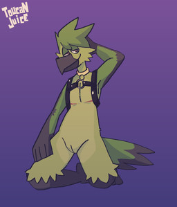 andromorph anthro beak collar feet genitals harness innie_vulva intersex kneeling mastectomy_scar non-mammal_mastectomy_scar scar smug_face smug_grin solo talons toes visibly_trans vulva mangawoof cleo_(cleothebirb) avian bird absurd_res hi_res trans_(lore) trans_man_(lore)