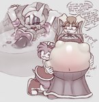 after_vore anthro belly big_belly breasts clothing digestion dress female female_pred female_prey group overweight same_size_vore text trio vore drakeinflates sega sonic_the_hedgehog_(series) amy_rose rouge_the_bat vanilla_the_rabbit bat eulipotyphlan hedgehog lagomorph leporid mammal rabbit 2025 absurd_res english_text hi_res
