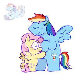 blush blush_stickers duo eyes_closed female female/female happy hug simple_background size_difference smile toony white_background wings jokeaboutdrawin adult_swim cartoon_network friendship_is_magic hasbro my_little_pony mythology smiling_friends fluttershy_(mlp) rainbow_dash_(mlp) equid equine mammal mythological_creature mythological_equine pegasus 1:1 hi_res