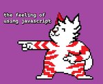 4_fingers anthro fingers fur gesture hair hand_gesture male overweight pointing raised_tail red_body red_fur slightly_chubby slightly_chubby_male smug smug_expression smug_eyes smug_face smug_grin solo tail text white_body white_fur arkdoggo arkdoggo_(character) berger_blanc_suisse canid canine canis domestic_dog herding_dog mammal pastoral_dog english_text