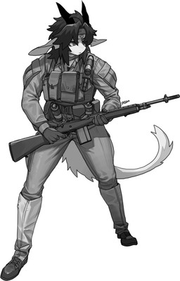 5_fingers anthro biped bottomwear clothed clothed_anthro clothed_female clothing female fingers footwear front_view fully_clothed fully_clothed_anthro fully_clothed_female fur gloves gun hair handwear holding_gun holding_object holding_ranged_weapon holding_weapon horn jacket m14 pants ranged_weapon rifle shoes simple_background solo standing tail topwear weapon white_background pgm300 mythology chabett dragon mythological_creature mythological_scalie scalie 2025 digital_drawing_(artwork) digital_media_(artwork) hi_res monochrome sketch