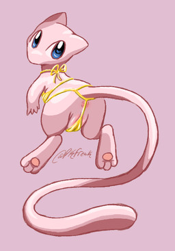 3_toes anus barely_visible_anus barely_visible_genitalia barely_visible_vulva bikini blue_eyes clothed clothing feet female flying fur genitals gold_bikini long_tail looking_at_viewer looking_back looking_back_at_viewer mostly_nude mostly_nude_female pawpads paws pink_body pink_fur short_ears skimpy solo swimwear tail toes two-piece_swimsuit vulva pkfreak nintendo pokemon pokemon_tcg_pocket generation_1_pokemon legendary_pokemon mew_(pokemon) pokemon_(species) digital_media_(artwork) drawpile_(artwork)