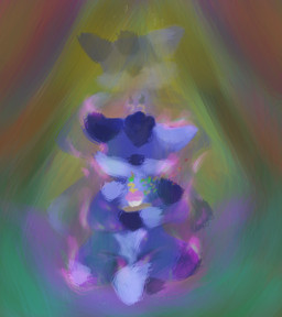 abstract_background afterimage age_regression anthro biped burning candle colored_fire crossed_legs cupcake featureless_feet featureless_hands feet fire food front_view green_fire male nude number number_candle poem_in_description purple_fire sitting solo text young m3g4 mega_(m3g4) canid canine canis domestic_dog mammal 2025 artist_name dated digital_media_(artwork) digital_painting_(artwork) full-length_portrait hi_res lineless painting_(artwork) portrait