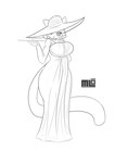 big_breasts breasts clothing dress exercise female solo mi_lan capcom resident_evil milan_(mi_lan) felid feline mammal absurd_res hi_res monochrome