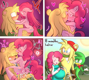 anthro anus areola balls beak blush bodily_fluids breasts butt clenched_teeth clothed clothing cum cum_from_vagina cum_in_vagina cum_inside cumshot cutie_mark dress ejaculation erection eyes_closed female female_penetrated from_front_position fur genital_fluids genitals gloves green_body hair half-closed_eyes handwear hat headgear headwear holding_leg humanoid_genitalia humanoid_penis impregnation kissing looking_pleasured male male/female male_penetrating narrowed_eyes nipples nude open_mouth orgasm orgasm_face ovum painful_penetration painful_vaginal penetration penile penile_penetration penis pregnant pregnant_anthro pregnant_female romantic romantic_ambiance romantic_couple romantic_sex scarf sex simple_background sitting smile sperm_cell spread_legs spreading standing tail tears teeth text vaginal vaginal_penetration vulva demichan friendship_is_magic hasbro my_little_pony sega sonic_the_hedgehog_(series) bark_the_polar_bear bean_the_dynamite pinkie_pie_(mlp) avian bear bird earth_pony equid equine horse mammal picid polar_bear pony ursine woodpecker absurd_res comic crossover digital_media_(artwork) english_text hi_res