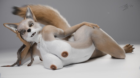 anthro areola big_breasts braided_hair breasts brown_nipples female fur hair nipples nude pose smile smiling_at_viewer solo tail reaching_art naala canid canine canis mammal wolf 16:9 3d_(artwork) 4k absurd_res digital_media_(artwork) hi_res pinup widescreen