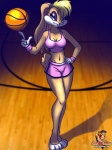 anthro ball ball_on_finger basketball basketball_(ball) basketball_court female inside solo sheanimale looney_tunes space_jam warner_brothers lola_bunny lagomorph leporid mammal rabbit 3:4