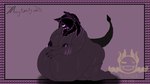anthro belly big_belly big_breasts biped bodily_fluids breasts caressing fangs female female_anthro glowing glowing_hair hair horn huge_belly hyper hyper_belly hyper_pregnancy lactating lying neck_tuft on_front piercing pregnant pregnant_anthro pregnant_female scar scars_all_over simple_background solo tail teeth thick_tail tuft monstermotif magdalene_choires voidling hi_res