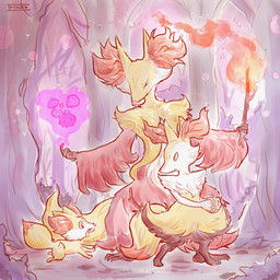 3_fingers 3_toes :o ambiguous_anthro ambiguous_feral ambiguous_gender anthro arm_tuft big_tail biped black_body black_fur black_nose cheek_tuft chest_tuft digitigrade dipstick_tail evolutionary_family facial_tuft feet feral fingers fire flat_chested fluffy fluffy_tail food forest forest_background front_view fruit fur group holding_food holding_fruit holding_object holding_stick hondew_berry inner_ear_fluff magic markings mouth_hold multicolored_body multicolored_fur narrowed_eyes nature nature_background nude_ambiguous nude_anthro object_in_tail open_mouth orange_body orange_eyes orange_fur orange_nose orange_tail outside plant pointy_ears pokemon_berry prick_ears quadruped red_body red_fur running shoulder_tuft snout standing stick stick_in_mouth stick_in_tail tail tail_markings toes tree trio tuft two_tone_tail white_body white_fur yellow_body yellow_fur yellow_tail iklenos nintendo pokemon braixen canid delphox fennekin generation_6_pokemon mammal pokemon_(species) 1:1 2024 absurd_res digital_drawing_(artwork) digital_media_(artwork) english_description hi_res restricted_palette signature