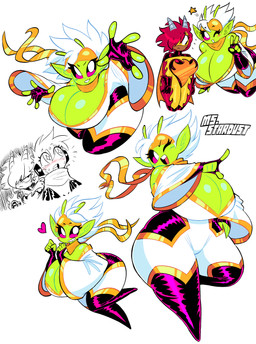 2_antennae 2_horns 5_fingers antennae_(anatomy) big_breasts big_butt black_eyes blush breast_size_difference breasts brown_body brown_skin butt closed_frown clothing eyelashes eyewear eyewear_on_head female female_humanoid fingerless_gloves fingers fist frown gesture glistening glistening_breasts glistening_shoulders gloves green_antennae green_body green_breasts green_ears green_skin grey_horn grin grumpy hair hand_gesture hand_on_hip hand_on_own_hip handwear heart_symbol horn huge_breasts humanoid_pointy_ears leaning leaning_forward looking_at_another looking_at_another's_breasts looking_at_breasts looking_at_viewer looking_down_at_breasts male male_humanoid mouth_closed one_eye_closed open_mouth open_smile pink_tongue pointing pointy_ears purple_heart red_hair simple_background smile star_pupils star_reaction sunglasses sunglasses_on_head superhero teeth text thick_thighs tongue v_sign voluptuous_female voluptuous_humanoid white_background white_hair white_sclera wide_hipped_female wide_hipped_humanoid wide_hips yellow_eyewear yellow_mask yellow_sunglasses theguywhodrawsalot penny_(theguywhodrawsalot) sara_(theguywhodrawsalot) valerie_(theguywhodrawsalot) alien alien_humanoid horned_humanoid human humanoid mammal 2024 absurd_res digital_media_(artwork) hi_res