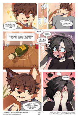 anthro bottle clothing container dialogue female male male/female spin_the_bottle text breedypupper conditional_dnp nintendo pokemon drax_(breedypupper) jennie_(breedypupper) canid canine canis domestic_dog mammal absurd_res comic english_text hi_res url