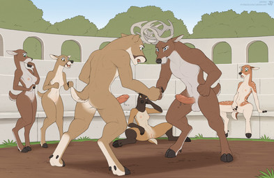 5_fingers anthro antlers aroused_onlooker balls black_nose bodily_fluids breasts brown_body brown_fur butt casual_erection casual_nudity cloven_hooves erection female fingering fingering_self fingers freckled_face freckles fur genital_fluids genitals glans group hooves horn humanoid_genitalia humanoid_hands humanoid_penis humanoid_vulva male masturbation nipples nude nude_anthro nude_female nude_male outdoor_nudity outside penis pink_glans pink_nipples pink_penis precum sitting small_breasts spots spotted_hips spotted_legs spotted_shoulders spotted_thighs spread_legs spreading standing tail tongue underhoof vaginal vaginal_fingering vaginal_masturbation ventral_groove voyeur vulva jishinu cervine deer elk fallow_deer mammal new_world_deer white-tailed_deer 2025 hi_res